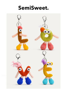 Handmade Crochet English Alphabet Bag Charm Keychain Gift