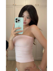 Slim Fit Elastic Bandeau Top Pure Desire Hot Girl Design Summer New Style Outerwear Small Audience Vest Short Length Polyester Fiber