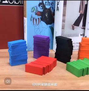 120PCS Dominoes for Kids Wooden Building Blocks Bulk Dominoes Set Racing Tiles Family Game
