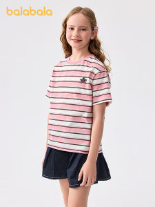 balabala Girls T-Shirt Basic White Top Summer Baby Clothing