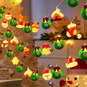 20LED Christmas String Lights Battery Operated - Santa/Snowman/Tree Design for Indoor Party Bedroom Xmas Decoration Gift