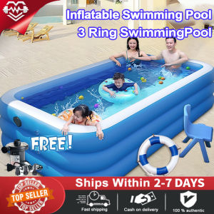 Inflatable rectangular swimming pool 1.2M/2.1M/3M/3.8M kids 3 Layers Thickened swimming pool home inflatable swimming pool outdoor adult swimming pool inflatable swimming pool inflatable rectangular pump home water toys inflatable swimming pool