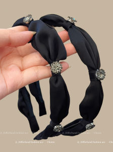 Black Rhinestone High Hairline Headband Anti-Aging Womens 2025 New Style Daily Outing Hair Accessories Hair Ties