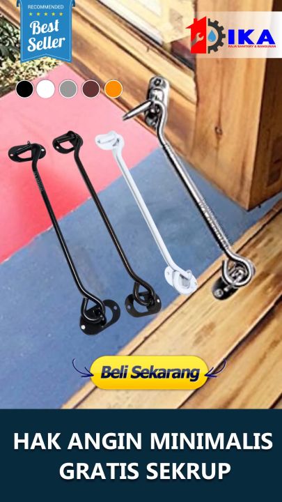 hak angin proyek 6 mm x 19 cm kunci jendela kait jendela cantolan jendela cengkal penyangga penahan Hak angin jendela cantolan 8 inchi / 20 cm window hook HARGA PER BIJI Hak angin jendela stainless / lamskar / pengait / cantolan / penahan