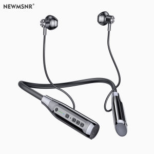 Newmsnr 100H Play Time Neckband 9D Stereo Bass Bluetooth Earphone Built In HD Microphone Wireless Earphones Waterproof Sweatproof In Ear Headphones Noise Reduction Sport Headset Original High Quality Earbuds