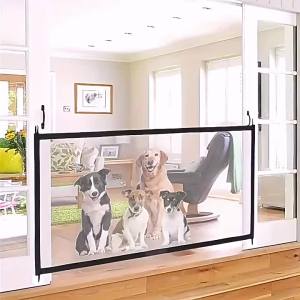 Heavy Duty Dog Barrier Fence with Hooks Insulated Net Foldable Breathable Mesh Mirror Door Pet Security Gate for Indoor Outdoor