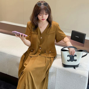 Short Suit Jacket Womens Spring New Professional Set Skirt Slimming Large Size Pleated Half Skirt Two Piece Set Korean Style