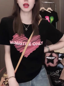 WANGGONGZHU | Princess Style Round Neck Short Sleeve T-Shirt Womens Summer Casual Loose Fit Versatile Top Korean Fashion Straight Cut