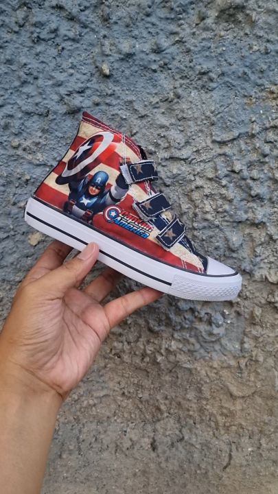 Sepatu Anak Laki-laki High Velcro Marvel Captain Amerika Capten