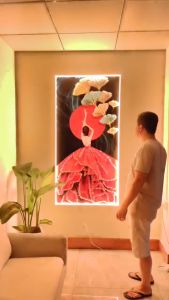 Tranh Đính Đá Pha Lê Đèn LED  Cao Cấp Treo Tường Decor Phòng Khách Cầu Thang Phòng Ngủ