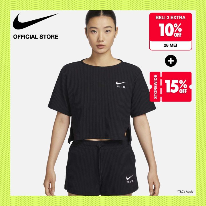 Nike Women's Sportswear Ribbed Jersey Short-Sleeve Top - Black [FV1406-010]