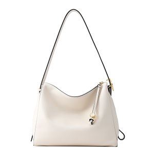 Fion Philo Hobo Tote Bag Top Layer Cowhide Commuter Womens Crossbody Bag Casual Pure Color British Style Leather Bag