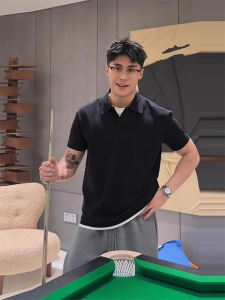 Áo Thun Polo Giả Hai Mảnh Màu Đen Cho Nam Tay Ngắn Phong Cách Mỹ Cổ Điển Tay Lửng Chất Lượng Cao Thoáng Khí Mùa Hè