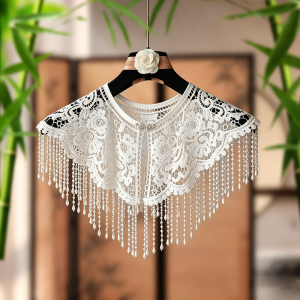 XUANXUAN | Lace Fringe Shawl Pearl Pendant
