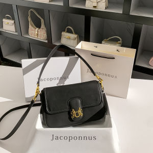 New Chinese Style Black Leather Underarm Bag Womens Luxury Sensation Small Envelope Bag Jacobonnus Soft Cowhide Leather