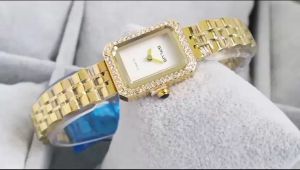 Box Exclusive Jam Tangan GPlus Persegi Mini Permata VA-518SPR / Jam Tangan Fashion Wanita Tali Rantai Diameter 2 cm