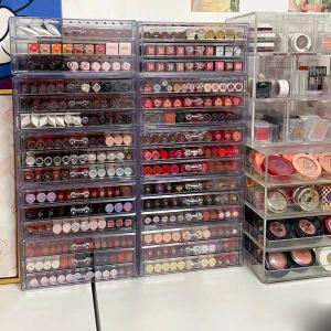 กล่องจัดระเบียบเครื่องสำอาง Acrylic Lipstick Lip Glaze Storage Box ชั้นวางเครื่องสำอาง กล่องใส 3 ชั้น สำหรับโต๊ะแต่งหน้า