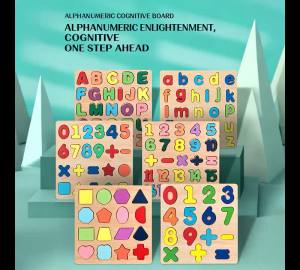 Kids Alphabetic Arithmetic Number Geometric Shapes Wooden Puzzle Montessori Preschool Learning Educational Game Toy for Children