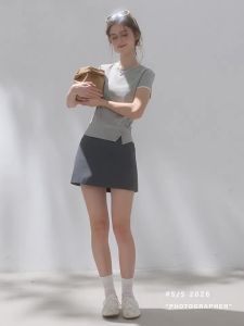 3COLOUR·S | Summer New Design Short Fitted T-Shirt Gray