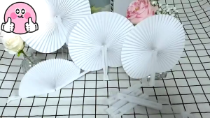 2pcs Wedding Fans Folding Paper Fans with Plastic Handle for Wedding Birthday Party Favor
