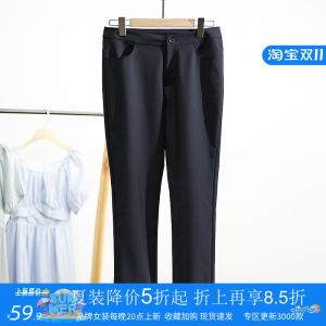 กางเกงขายาวทรงตรงเอวสูงผ้าผสมคอตตอนและไนลอนสำหรับผู้หญิง ฤดูร้อน 2025 กางเกงขายาวทรงตรงลำลองแฟชั่นสำหรับผู้หญิง