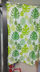 ผ้าม่านอาบน้ำกันน้ำและกันรอยน้ำลาย PE ดีไซน์หลากหลาย 180CM*180CM พร้อมชุดติดตั้ง