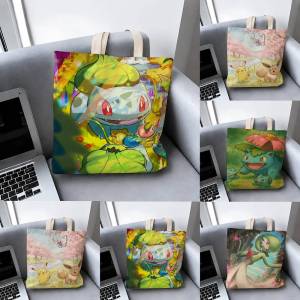 Bandai | Pokemon Ancient Pokemon Storage Bags Tote Bag Travel Summer Beach Shoulder Bag Reusable Grocery Shopping Bag Anime Artwork