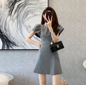 High-end niche design puff sleeve dress new summer style small fragrance style sister temperament slim dress