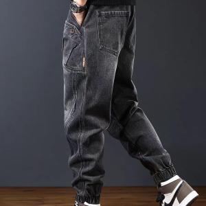 2025 New American Retro Heavyweight Workwear Jeans Mens Spring Summer High End Versatile Cuffed Harem Pants Mens Style