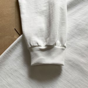 Heavyweight Long Sleeve White T-Shirt for Men round Neck Sweatshirt Pure Cotton Inner Wear Base Layer American Casual Style