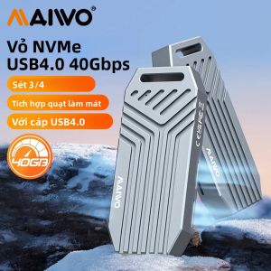 Vỏ Ổ Cứng SSD M.2 NVMe USB 4 40Gbps MAIWO Bằng Nhôm Tích Hợp Quạt Làm Mát Tương Thích Với Thunderbolt 3/4 Type-C 4.0