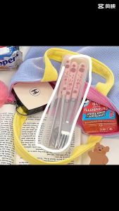 INS Strawberry stainless steel Tableware suit adult students children portable chopsticks spoon Ins风搅拌草莓卡通勺子不锈钢勺子咖啡勺汤勺餐具