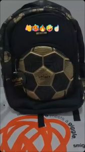 Tas sekolah anak Ransel Migle Golden Football Zipper Black Senior Backpack -