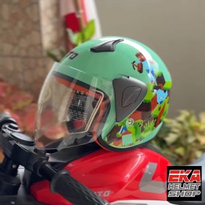 Helm Anak Lucu Motif Minecraft untuk Usia 5 hingga 7 Tahun SNI