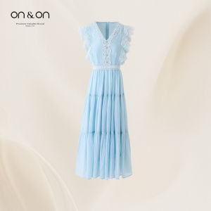 ON&ON | V-Neck Lace Spliced Waist-Cinching Younger-looking Dress