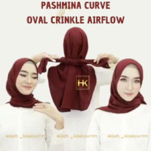 Pashmina Oval Curve Crinkle Airflow Premium 175x75 Hijab Pashmina Curve Oval Crinkle