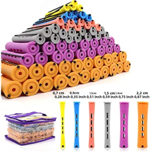 Bộ 120 Trục Uốn Tóc 6 Kích Cỡ Làm Bằng Nhựa Uốn Lạnh Không Cần Nhiệt Kèm Lược Đuôi Nhỏ Để Tự Tạo Kiểu Tóc