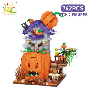 HUIQIBAO Halloween Mini Pumpkin House Micro Model Building Blocks City DIY Pumpkin Carriage Set Bricks Toys for Children Gift