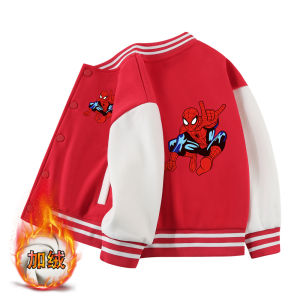 Spiderman Cartoon Print Baseball Jacket for Boys And Girls Kindergarten Childrens Outerwear Autumn Top Coat Casual Cotton Polyester