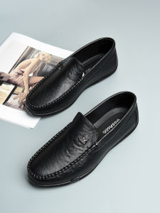 Summer Mens Business Casual Versatile Slip-On Driving Bean Bean Shoes Trendy Leather Shoes Breathable Outdoor Leisure Footwear