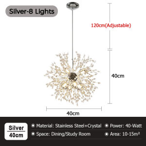 LANTU Modern Minimalist Dandelion Crystal Chandelier Living Room Lamp Staircase Bedroom Dining Room Living Room Bedroom Lighting Fixture