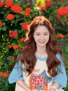 Extra Large Size 150.00kg Summer Dopamine Blue Sweet Raglan Short Sleeve Stylish Niche Style T-shirt Top Female Ins