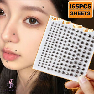 165Pcs Fake Piercing Stud Set Fake Lip Nose Stud Sticker Fake Eyebrow Bone Nail Non Piercied Earring Stud Body Jewelry