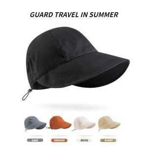 Leisure Womens Adjustable Drawstring Bucket Hat Simple Anti-uv Fisherman Hat Elastic UV Protection Thin Breathable Caps Foldable Big Brim Visor Sun Hat Solid Color