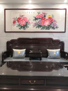 Hand-Painted Chinese Painting Peony Painting Chinese Style Living Room Bedroom Middle Hall Decorative Painting Flowers and Birds Scroll Calligraphy Flowers Bloom and Wealth