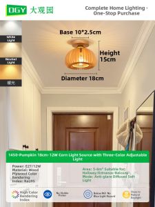DGY | Japanese Wooden Style LED Ceiling Pumpkin Light Modern Minimalist