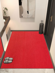 New Home Entrance Door Mat Red Double Stripe Simple Modern Style Outdoor Floor Rug Easy to Clean Machine Made from Mixed Fabric