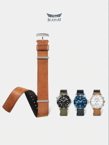 JEAYOU | Vintage Matt Genuine Leather NATO Watch Strap