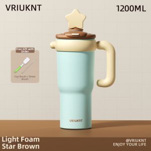 VRIUKNT | Large Capacity Straw Thermos Bottle Ceramic Lining