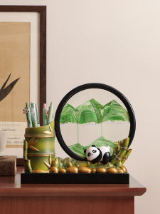 Creative Panda Desk Organizer Office Desktop Sand Painting Ornament High End Practical Gift for Friends And Besties